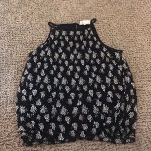 Black and white halter tank top blouse
